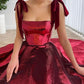 Red shiny elegant spaghetti strap long sequined ball gown evening dress party dress nv3538