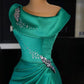 Green Gorgeous Fashionable Elegant Exquisite Baoshi Beaded Long Satin Floor Length Trailing Slit Sexy Prom Dress Evening Dress Birthday Party Dress Prom Dress nv3947