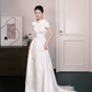 Minimalist High Neck Satin A-Line Wedding Dress  NV7315