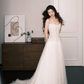 Tulle A Line Wedding Dress Sweetheart Strapless Beaded Boned Bodice Bridal Gown  NV7239