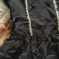 Black Striped Short Homecoming Dress White Peter Pan Collar Puff Sleeve Tiered Skirt Vintage Cocktail Gown  NV6928