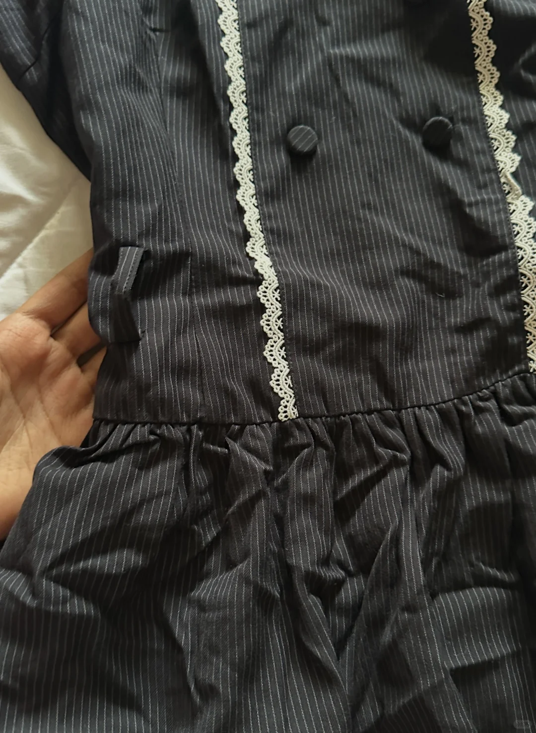 Black Striped Short Homecoming Dress White Peter Pan Collar Puff Sleeve Tiered Skirt Vintage Cocktail Gown  NV6928