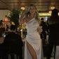 Elegant One Shoulder Side Slit Satin Bodycon Long Floor Length Ball Gown nv1787