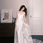 Strapless Cowl Satin Mermaid Bridal Gown with Lace Train  NV7338