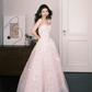 Sweetheart Strapless Pink Tulle Ball Gown, 3D Flower Beaded Princess Prom Dress  NV7305