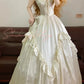 White simple retro elegant long princess satin ball gown nv5012