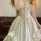 White simple retro elegant long princess satin ball gown nv5012