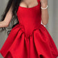 Red A-line Off-shoulder Sleeveless Pleated Homecoming Party Dress Prom Gown nv1890