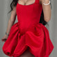 Red A-line Off-shoulder Sleeveless Pleated Homecoming Party Dress Prom Gown nv1890
