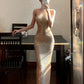 Robe de soirée longue à bretelles, brillante et élégante, coupe ajustée, modèle exclusif NV6590