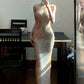 Robe de soirée longue à bretelles, brillante et élégante, coupe ajustée, modèle exclusif NV6590
