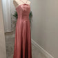 Pink Simple Fashion Elegant Bow Decoration Suspender Long Satin Floor Length Ball Gown Evening Dress Prom Dress Wedding Guest Party Dress Bridesmaid Dress nv3942