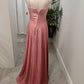 Pink Simple Fashion Elegant Bow Decoration Suspender Long Satin Floor Length Ball Gown Evening Dress Prom Dress Wedding Guest Party Dress Bridesmaid Dress nv3942