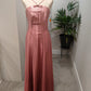 Pink Simple Fashion Elegant Bow Decoration Suspender Long Satin Floor Length Ball Gown Evening Dress Prom Dress Wedding Guest Party Dress Bridesmaid Dress nv3942