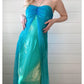 Blue shiny fashion gradient spray gold retro elegant sling long tulle ball gown evening dress party dress nv2761 nv2761