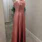 Pink Fashion Simple Elegant Bowknot Long Satin Ball Gown Evening Dress Party Dress Prom Dress nv3751