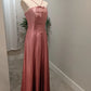Pink Fashion Simple Elegant Bowknot Long Satin Ball Gown Evening Dress Party Dress Prom Dress nv3751
