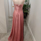 Pink Fashion Simple Elegant Bowknot Long Satin Ball Gown Evening Dress Party Dress Prom Dress nv3751
