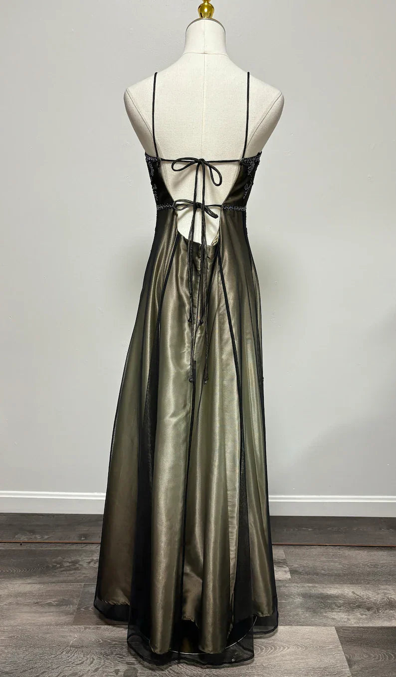 Gorgeous Vintage Ombre Beaded Long Tulle Satin Ball Gown Evening Dress Party Dress nv3976