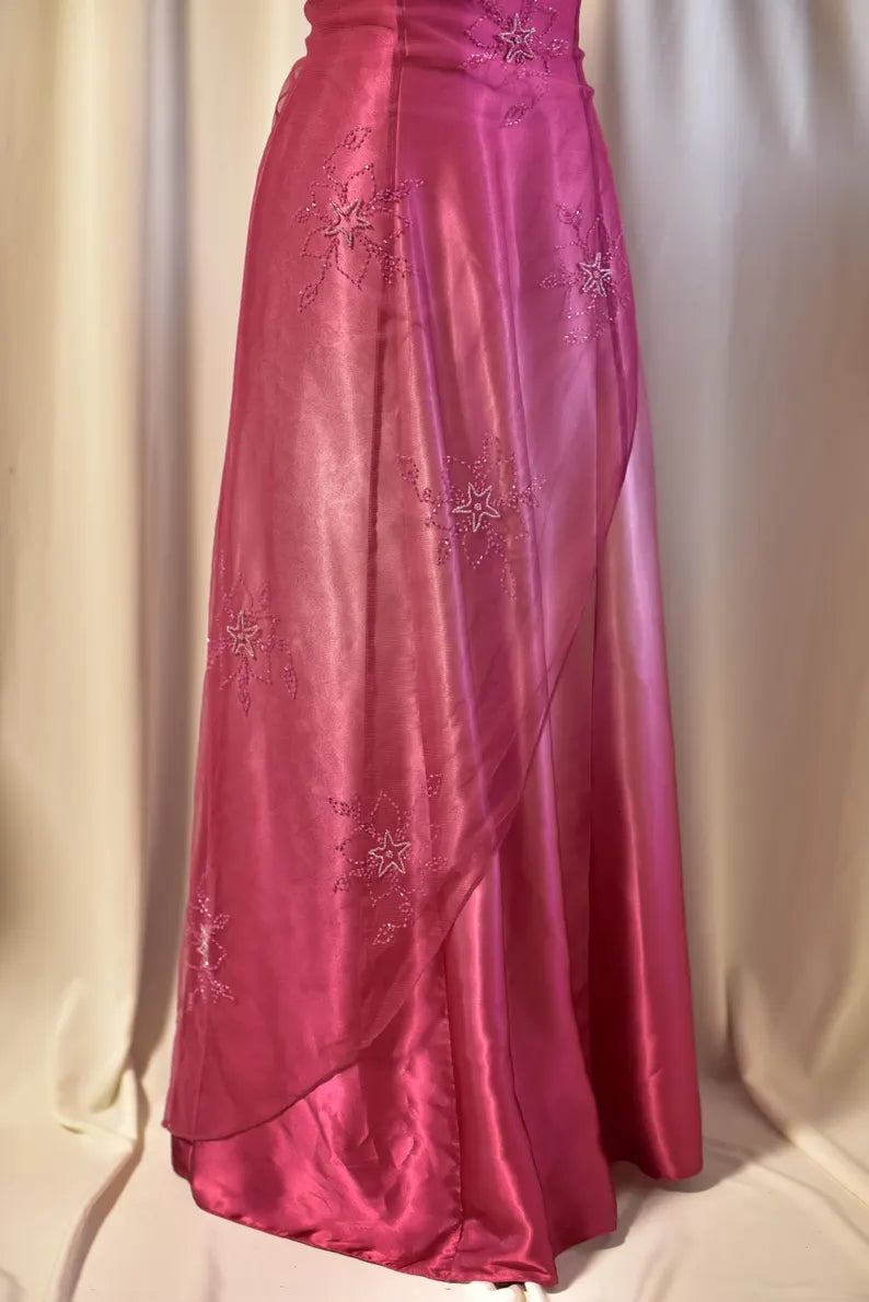 Pink Pretty Fashion Off Shoulder Exquisite Beading Long tulle Satin Ball Gown Evening Dress Party Dress nv3614