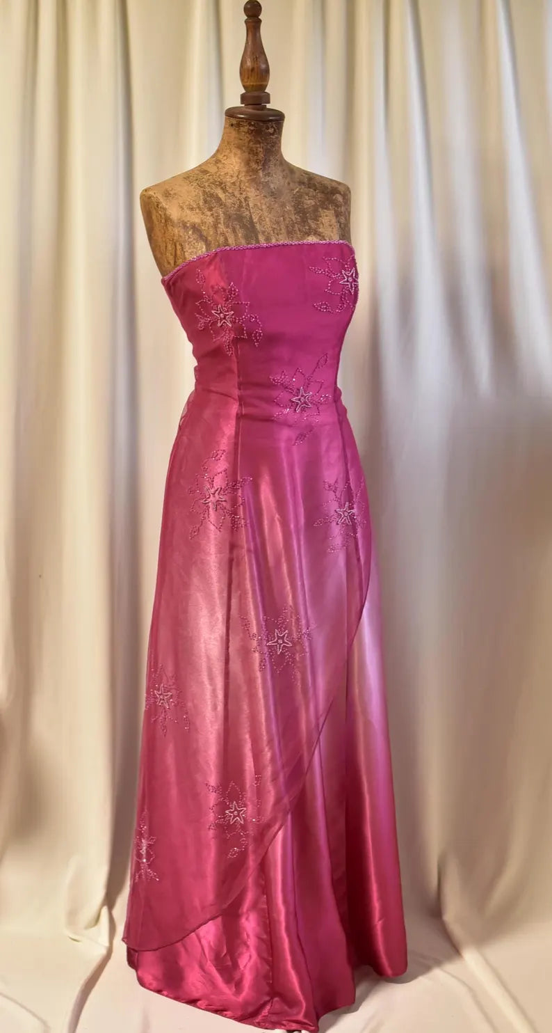 Pink Pretty Fashion Off Shoulder Exquisite Beading Long tulle Satin Ball Gown Evening Dress Party Dress nv3614
