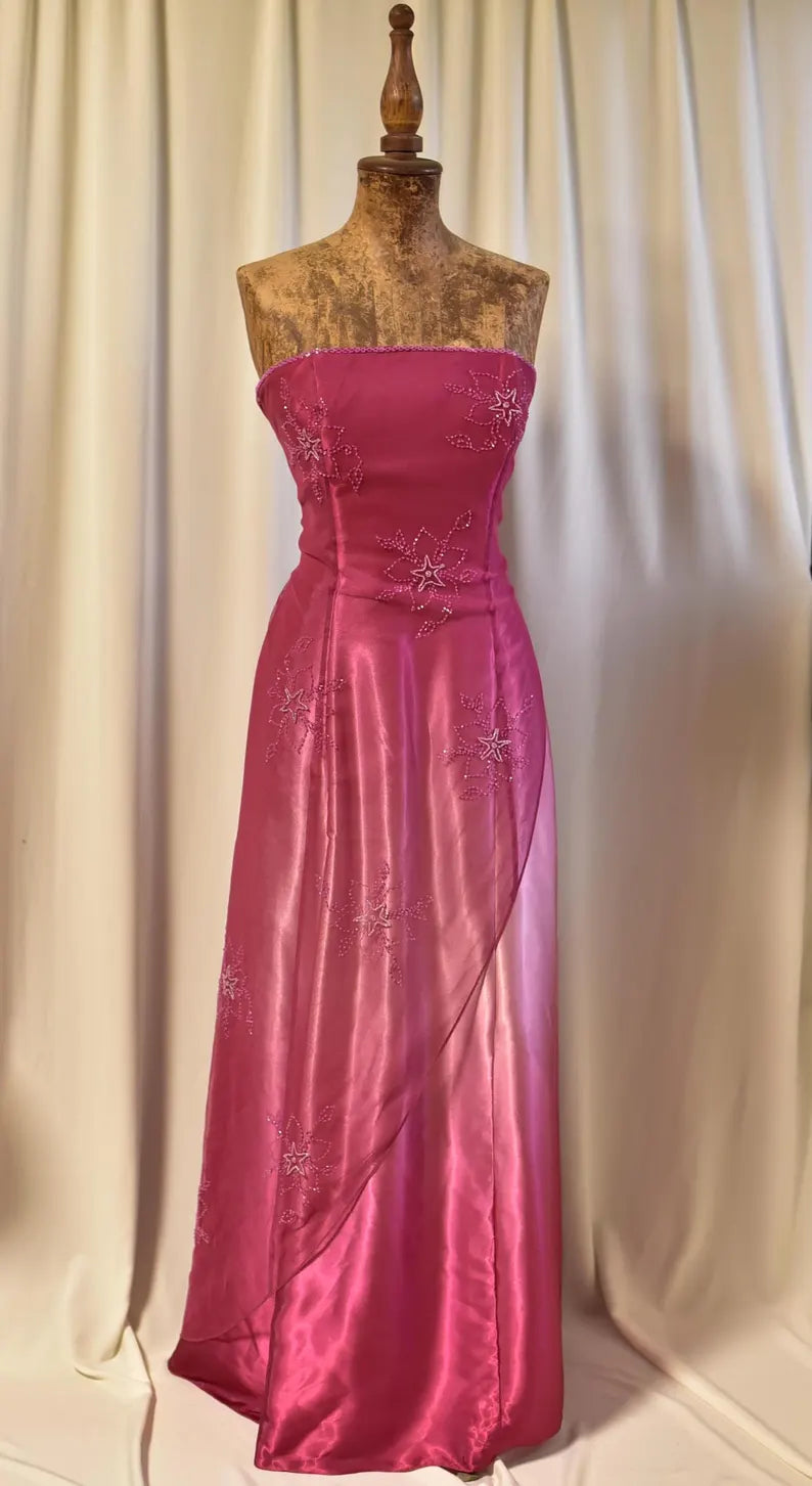 Pink Pretty Fashion Off Shoulder Exquisite Beading Long tulle Satin Ball Gown Evening Dress Party Dress nv3614