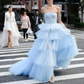 Blue tulle long ball gown evening gown graduation gown evening dress nv1862