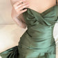 Green Satin Sweetheart Straps Long Evening Dress Wedding Party Dress nv1555