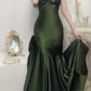 Green Satin Sweetheart Straps Long Evening Dress Wedding Party Dress nv1555