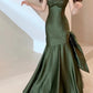 Green Satin Sweetheart Straps Long Evening Dress Wedding Party Dress nv1555