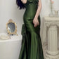 Green Satin Sweetheart Straps Long Evening Dress Wedding Party Dress nv1555