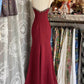 Burgundy Elegant V-neck Retro Mermaid Long Exquisite Lace Evening Dress Birthday Dress Ball Gown Prom Dress Ball Gown nv3987