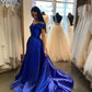 Simple V-Neck Satin Long Prom Dress, A-Line Off the Shoulder Evening Dress nv1443