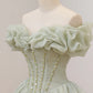 Green Ball Gown, A-Line Off the Shoulder Evening Gown with Beaded nv1589