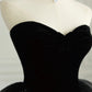 Black Strapless Tulle Formal Dress with Velvet, A-Line Sweetheart Neck Long Prom Dress nv1539