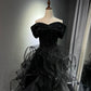 Robe de bal longue en tulle noir scintillant NV6629
