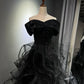 Robe de bal longue en tulle noir scintillant NV6629