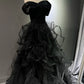 Robe de bal longue en tulle noir scintillant NV6629