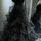 Robe de bal longue en tulle noir scintillant NV6629