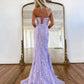 Mermaid Sweetheart Sleeveless Long Prom Dresses, Lace Evening Dresses nv1440