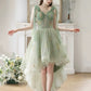 Lovely High Low Lace Party Dress, Green Tulle Short Prom Dress, Green Homecoming Dress nv1639