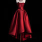 Burgundy Satin High Low Prom Dress Cute A-Line Off Shoulder Party Dress Evening Dress Homecoming Dress nv2159