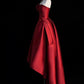 Burgundy Satin High Low Prom Dress Cute A-Line Off Shoulder Party Dress Evening Dress Homecoming Dress nv2159