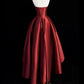 Burgundy Satin High Low Prom Dress Cute A-Line Off Shoulder Party Dress Evening Dress Homecoming Dress nv2159