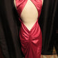 Pink Fashion Elegant Strap Long Backless Satin Floor Length Train Formal Prom Dress Evening Dress Party Dress nv3660