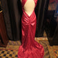 Pink Fashion Elegant Strap Long Backless Satin Floor Length Train Formal Prom Dress Evening Dress Party Dress nv3660