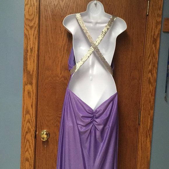 Purple vintage fashion V-neck cross straps long satin elegant prom dress, evening dress, party dress nv3710