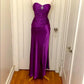 Purple Vintage Fashion Simple Long Satin Formal Party Dress Prom Dress Evening Gown nv3622