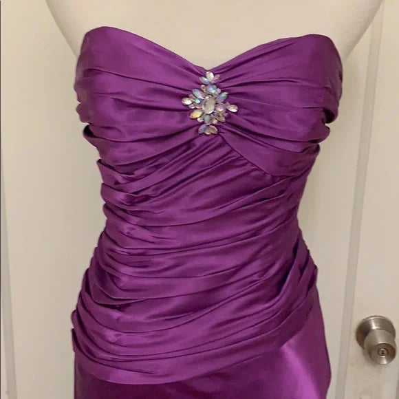 Purple Vintage Fashion Simple Long Satin Formal Party Dress Prom Dress Evening Gown nv3622