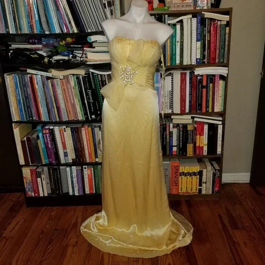 Cream yellow vintage elegant long tulle off-shoulder floor-length ball gown, evening dress, party dress nv3714
